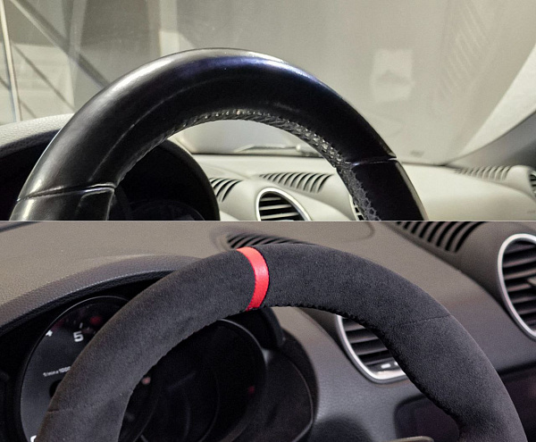 Карбоновый декор и перетяжка руля Porsche Boxster